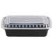 Choice 38 oz. Black 8 3/4 inch x 6 1/4 inch x 2 inch Rectangular Microwavable Heavyweight Container with Lid - 150