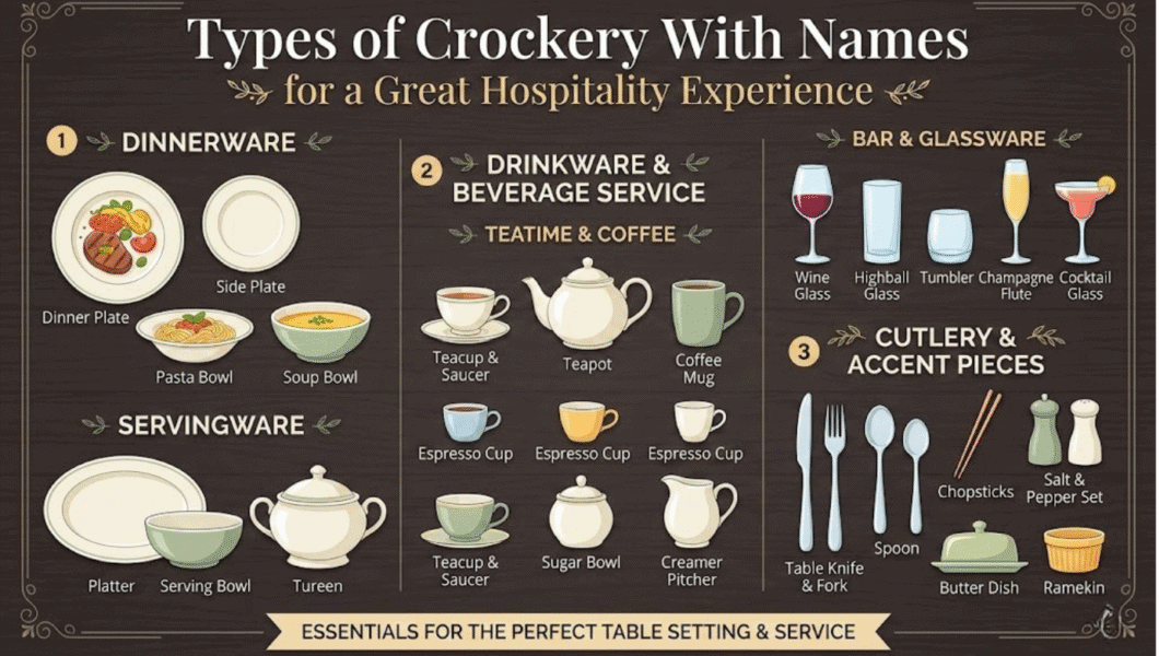 Types of Crockery With Names for a Great Hospitality Experience